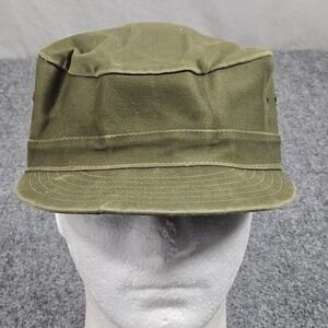 Vintage 70s Military Fatigue Cap 7 1/2 Olive Green Hat Workwear Louisville Cap